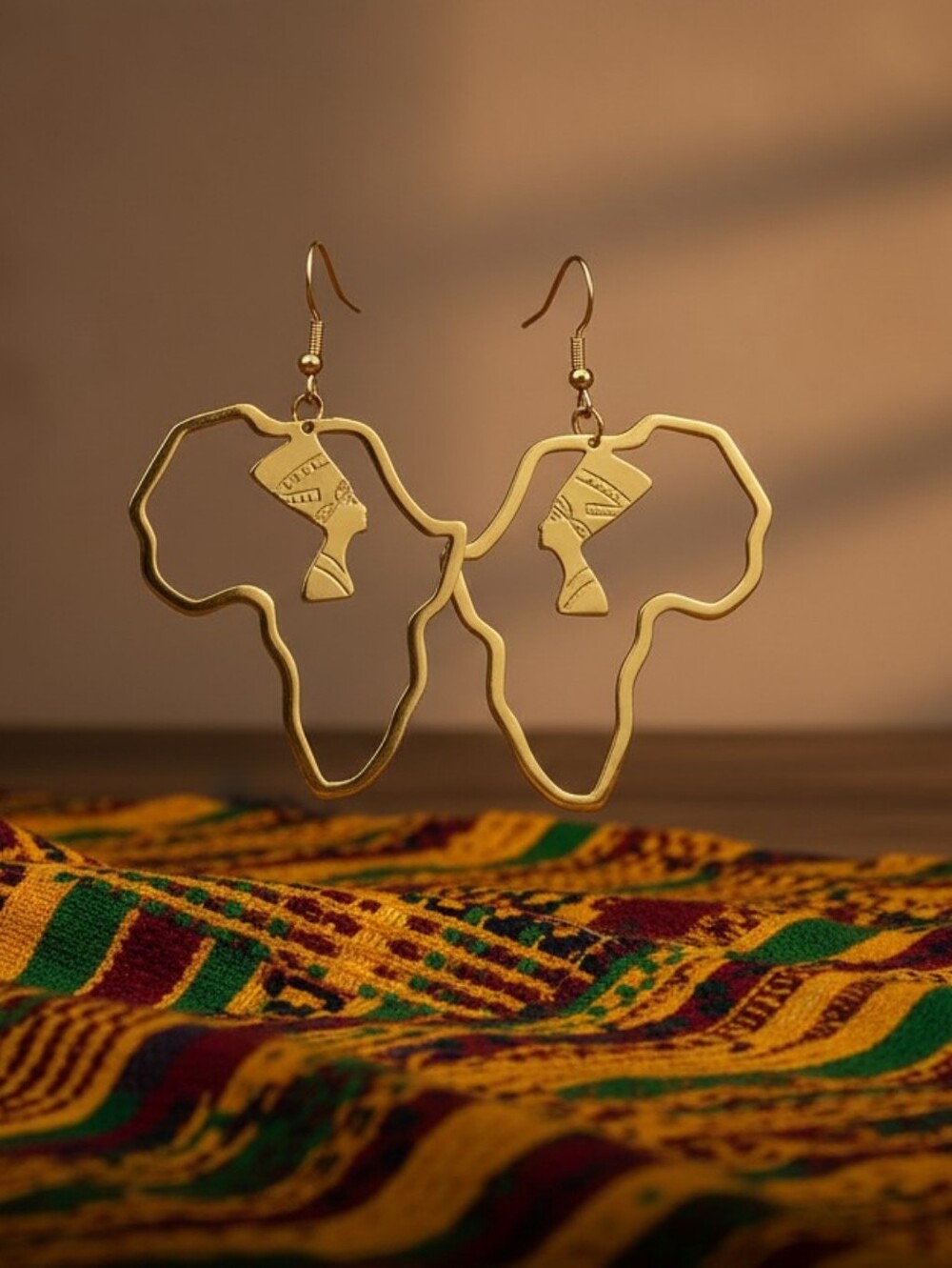 Gold stainless steel Egyptian Queen Nefertiti earrings